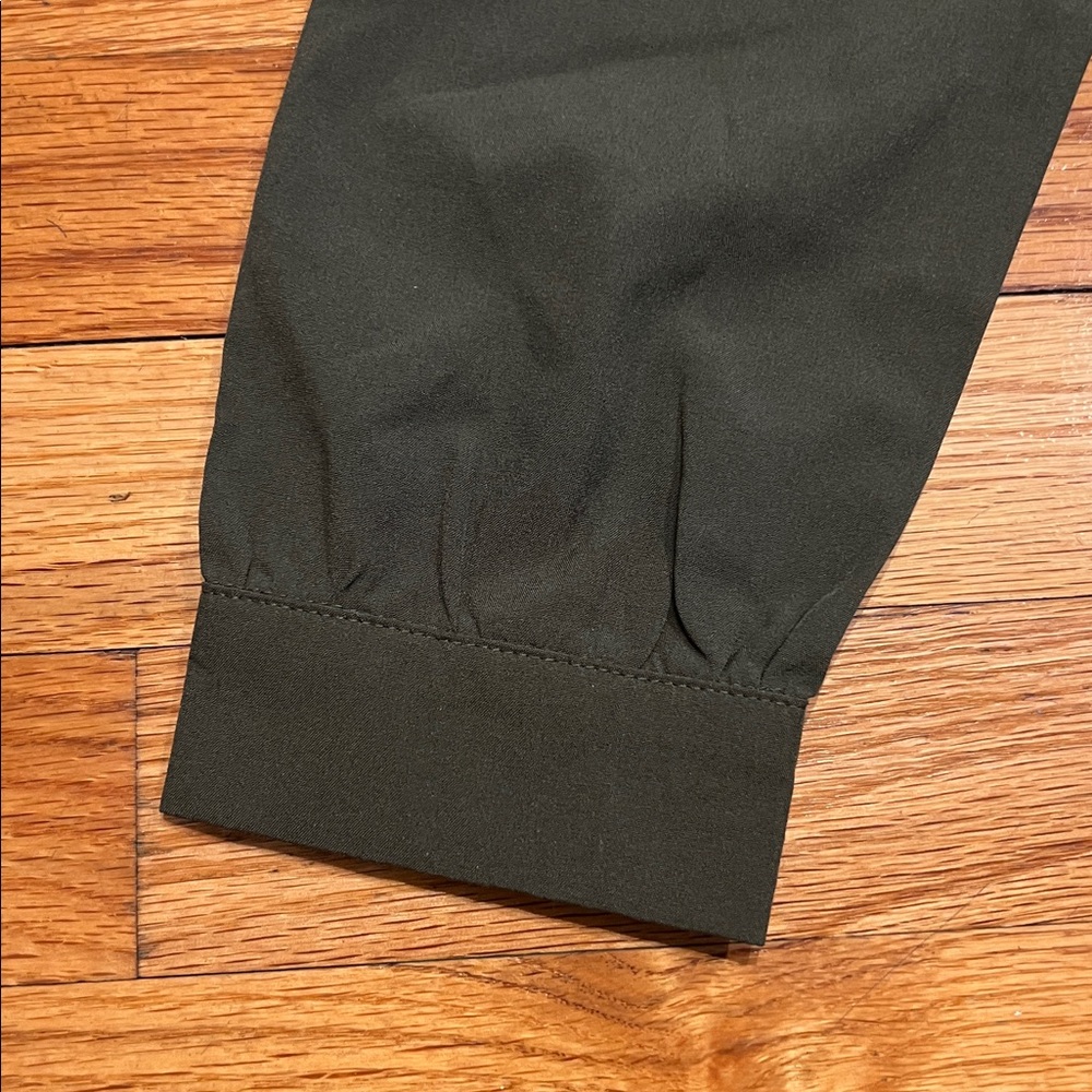 Flowy Elegant Olive Green Maxi Wrap Dress with Tie - Picture 5 of 9